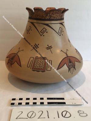 Hopi Pottery Vase with Butterflies and Dragonflies