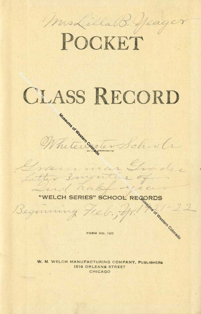 Pocket Class Record  or Gradebook