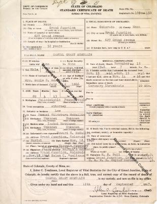 McMullin Certificate of Death