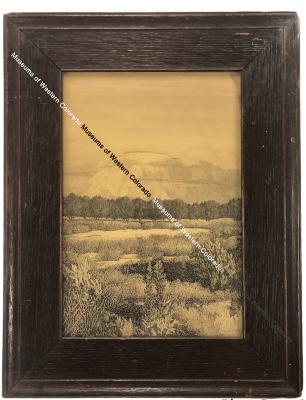 Framed Drawing of Mt Garfield By Lawrence Kennedy