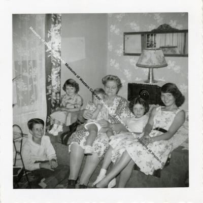 Eddie, Margie, Mother James, Donnie, Pearl, and Helen