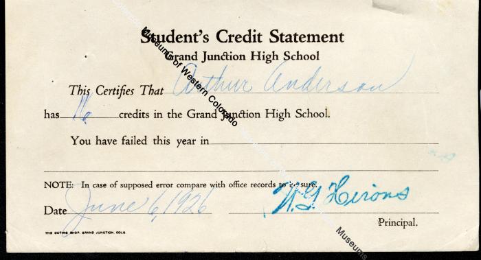 Student Credit Statement