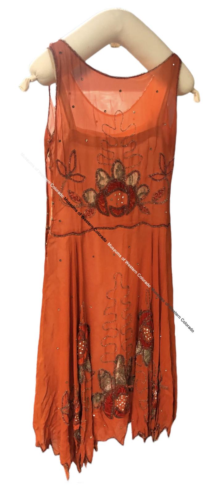 1920's Orange Beaded Dress 