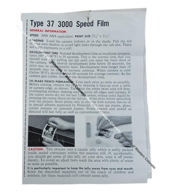 Type 37 3000 Speed Film, Pamphlet 