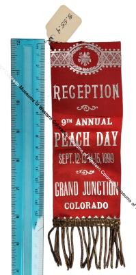 Front of 1981.55.4 - 1899 Peach Day ribbon