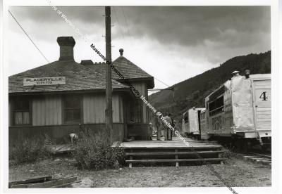 Photo of Galloping Goose railcars at depot in Placerville, Co
