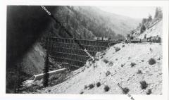 Photo and negative of Rock Creek trestle and culvert on D&SLRR