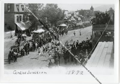 Photo of Grand Junction Fire Department horse cart races