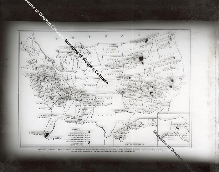 Lantern Slide Transparency of a Map of the USA