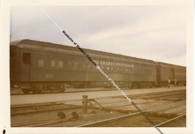 Photo and negative of Denver & Rio Grande Western Ry baggage car and C&S coach