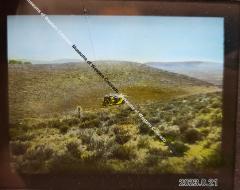 Lantern Slide Transparency of Yellow Car In Desert Hills