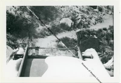 Photo of snow covered equipment above road