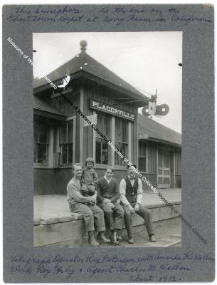 Photo of Placerville citizens at telegraph office