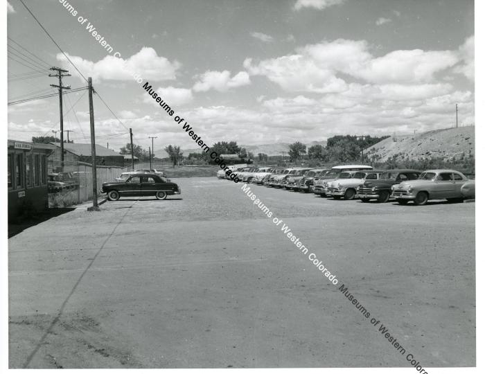 Grand Junction Compound parking lot prior to black topping (18 June 1957)