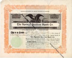 Stock Certificate for the Spencer Seedless Apple Co. 