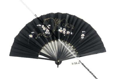 Black Floral Fan with gold