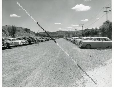 Grand Junction Compound parking lot prior to black topping (18 June 1957)
