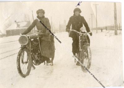 Ruth Maddux and Man on Motorcycles