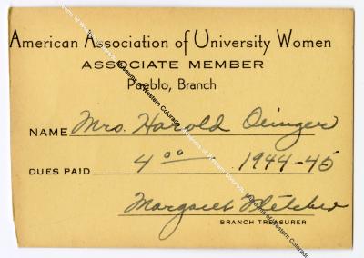 American Association of University Women Member Card