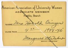 American Association of University Women Member Card