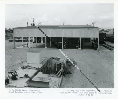 AEC view of South dock area prior to sampling plant expansion (23 Jul 1956)