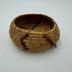 Round Woven Pomo Basket with 3 Petal Flower Design