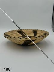 Tan and Brown Woven Pima Basket with Sun Design