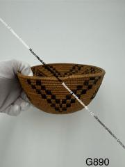 Oval Coiled Southern Arizona Basket with Geometric Designs