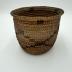 Coiled Pima Basket with Dark Brown Motifs and Flared Rim