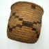 Coiled Pima Basket with Dark Brown Motifs and Flared Rim