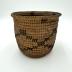 Coiled Pima Basket with Dark Brown Motifs and Flared Rim