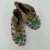 Green and White Beaded Buckskin Ute Moccasins