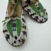 Green and White Beaded Buckskin Ute Moccasins