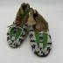 Green and White Beaded Buckskin Ute Moccasins