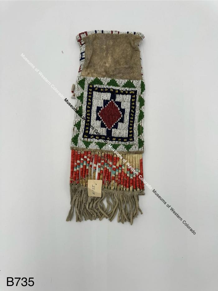 Beaded Tobacco Pouch with Orange Wrapped Tassels