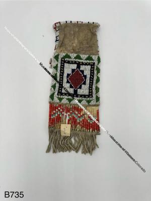 Beaded Tobacco Pouch with Orange Wrapped Tassels