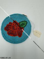 Small Round Blue Beaded Pouch