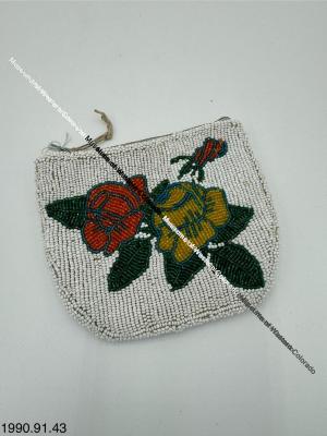 Beaded Pouch with Zipper and Rose Designs