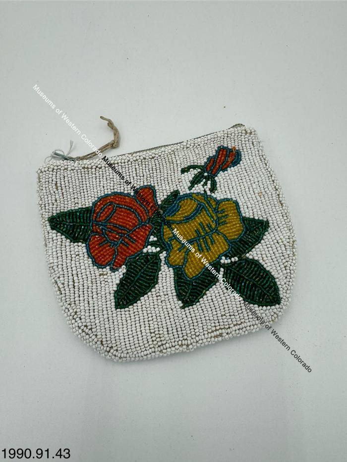 Beaded Pouch with Zipper and Rose Designs