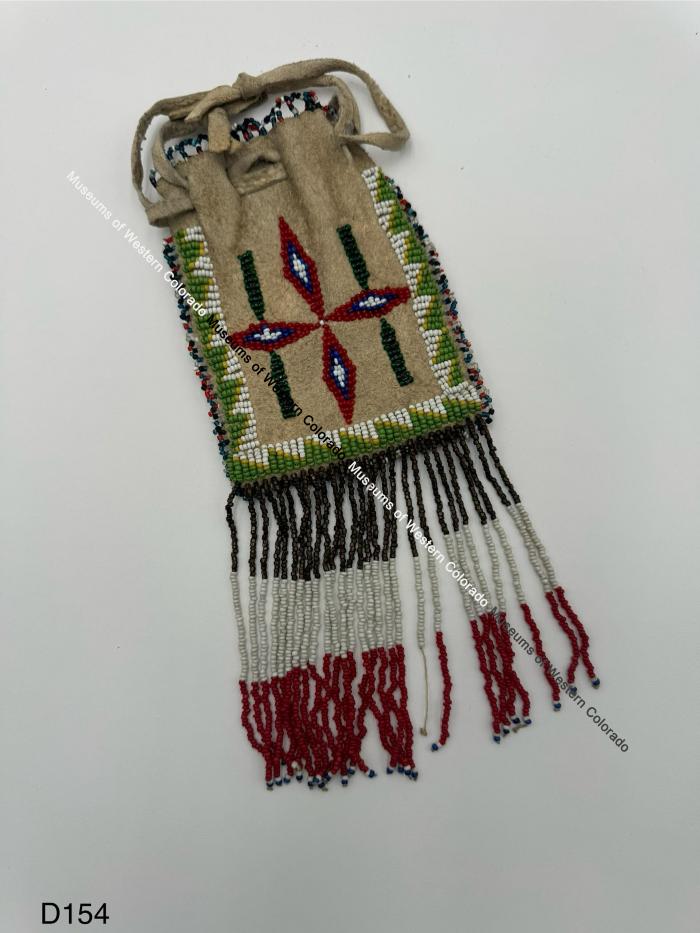 Buckskin Pouch with Beadwork Fringe