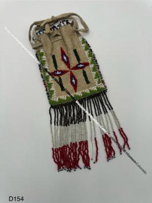 Buckskin Pouch with Beadwork Fringe