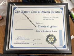 Rotary Club award to Tim Foster